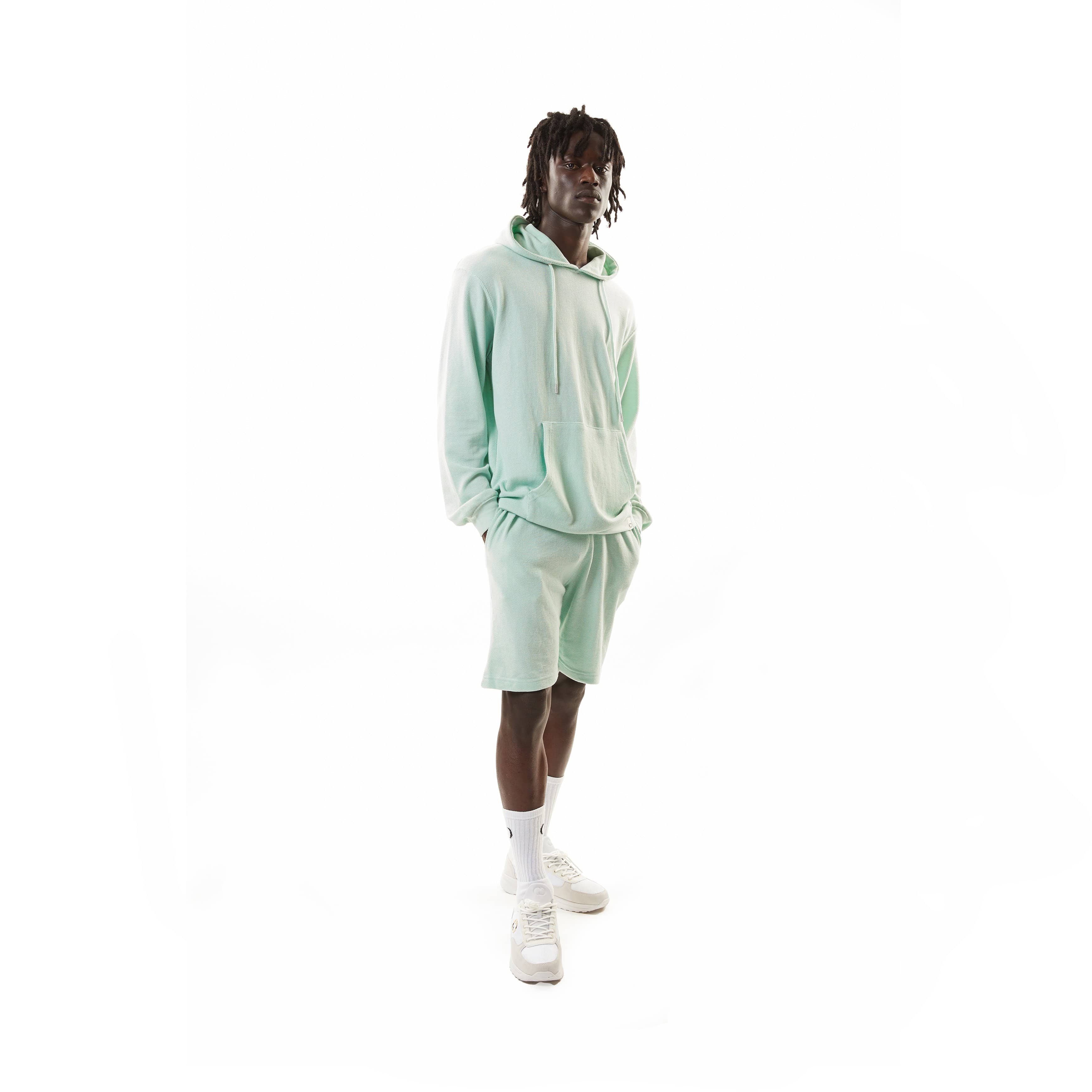 PIQUE KNITTED HOODIE - MINT