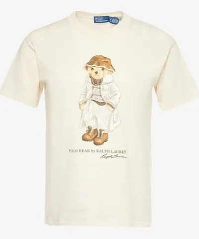 Polo Ralph Lauren Womens Deckwash White Embroidered Bear short-sleeve cotton-jersey T-shirt