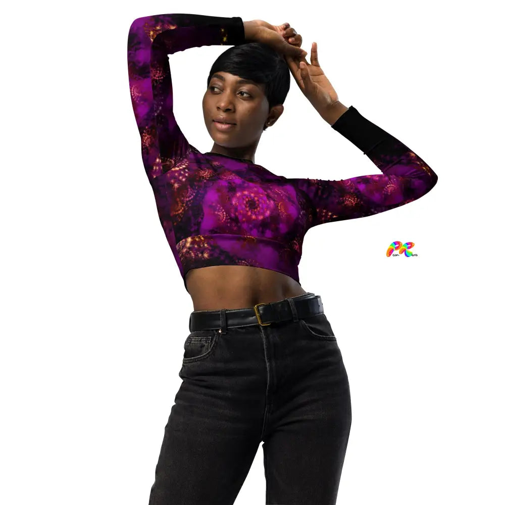 Purple Abstract Festival Crop Top