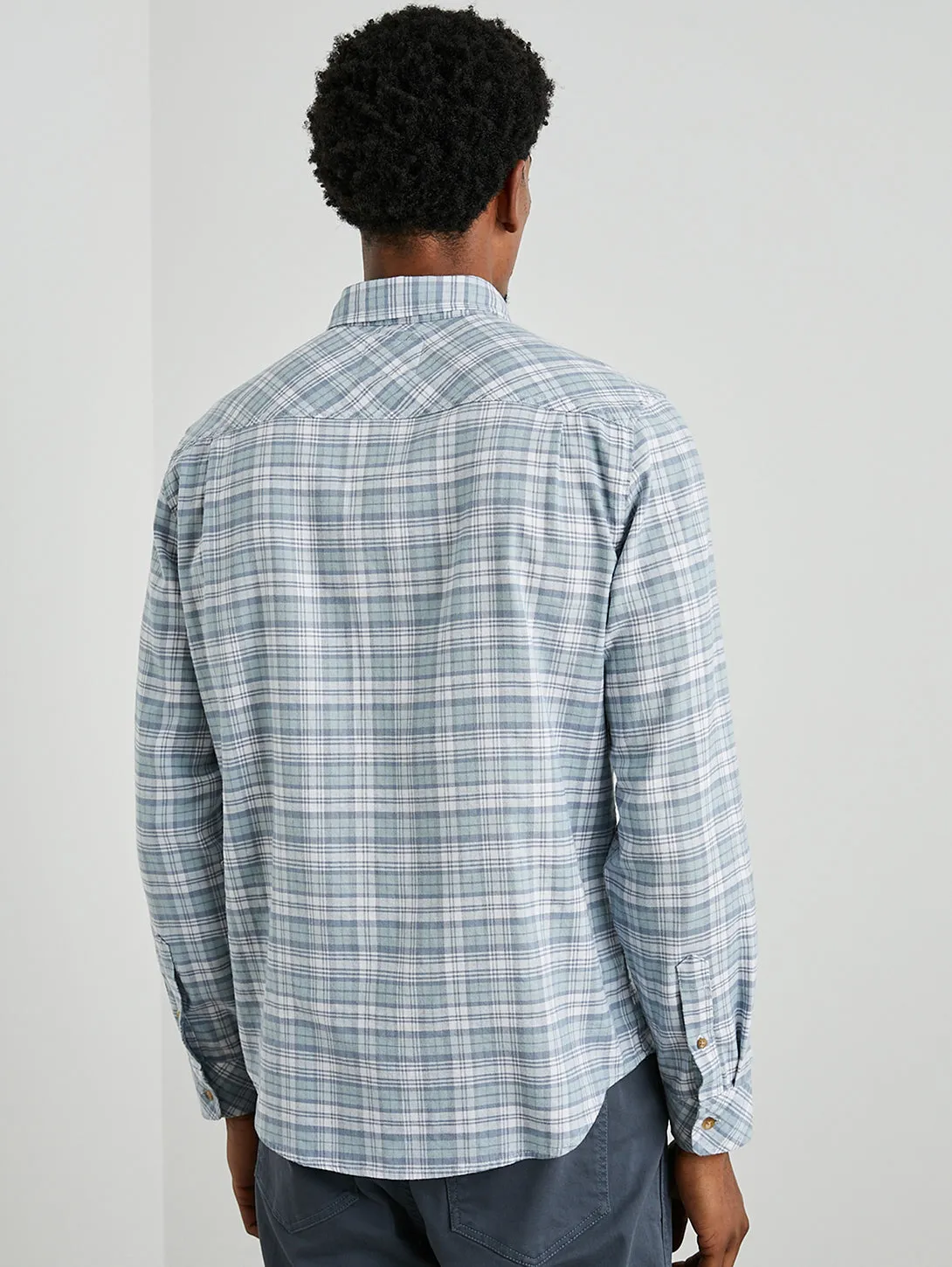 Reid Shirt - Sage Glass White