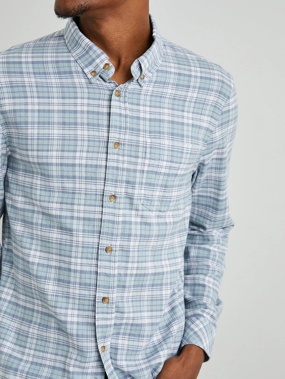 Reid Shirt - Sage Glass White