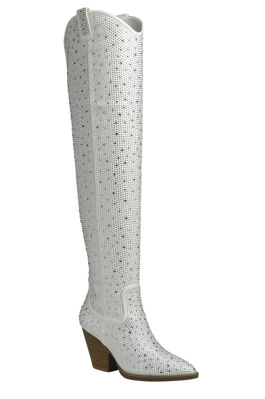 RIVER of BLING OVER KNEE RHINESTONE WESTERN BOOTS