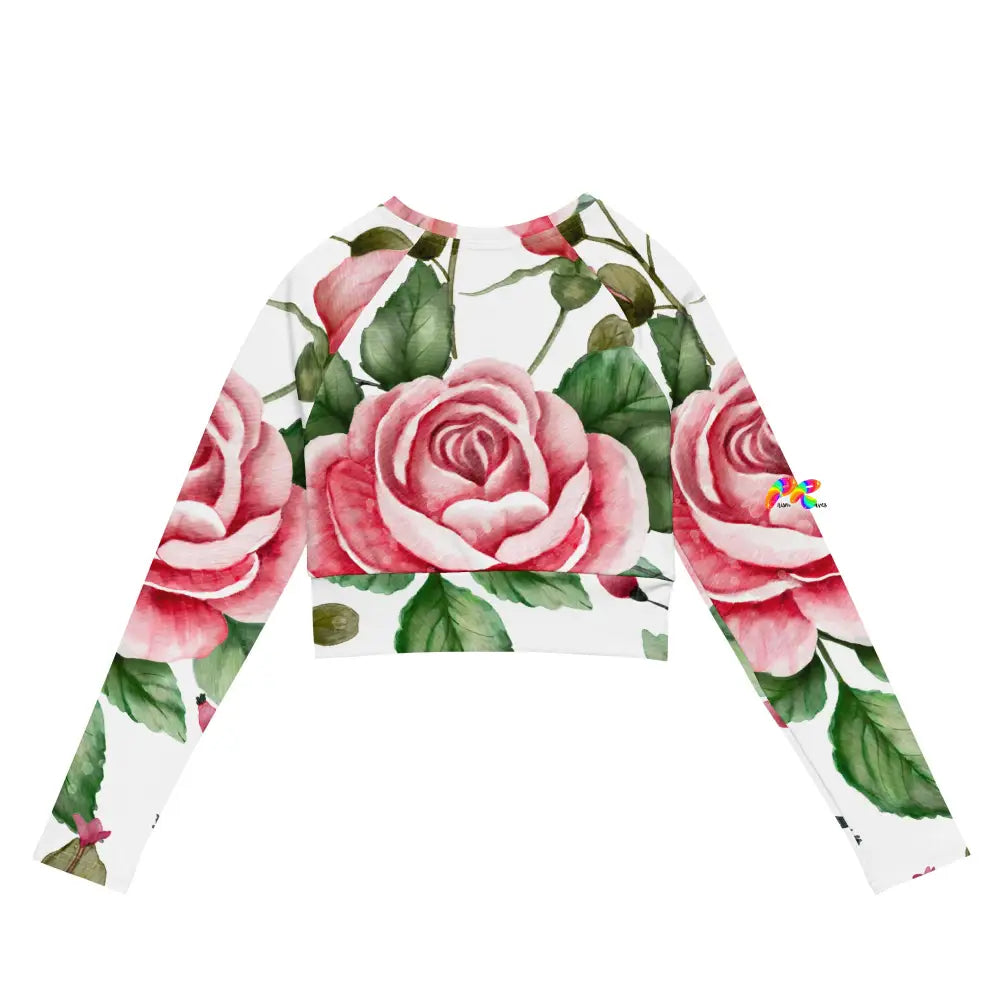 Rose Skull Long Sleeve Crop Top