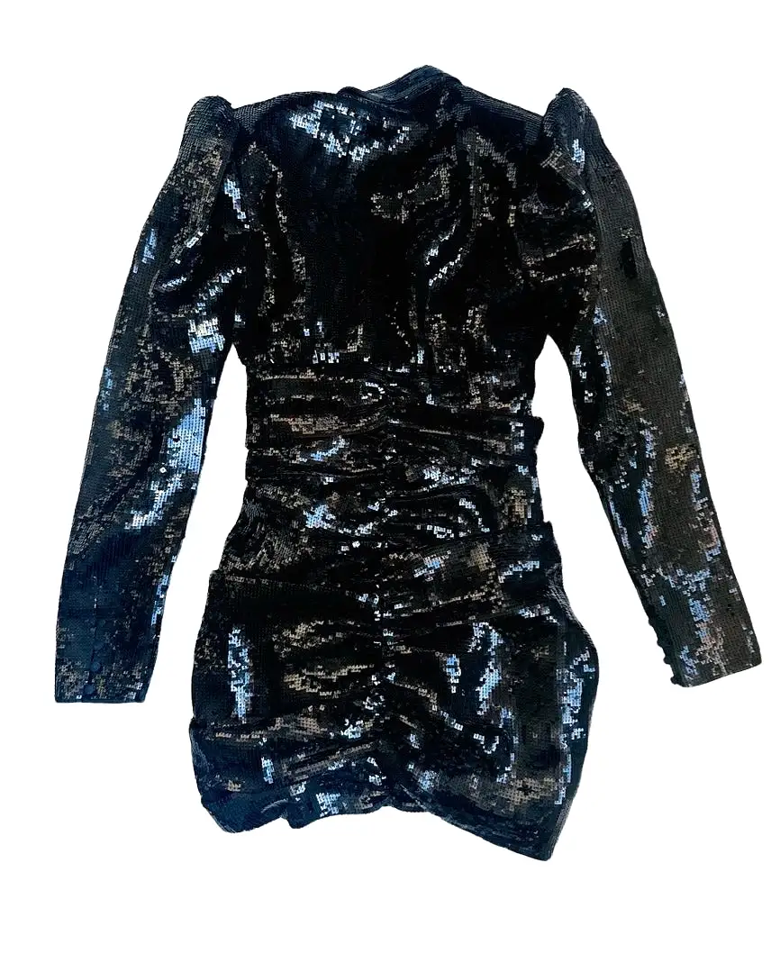 SAINT LAURENT - Long sleeve black sequins dress size 38 FR