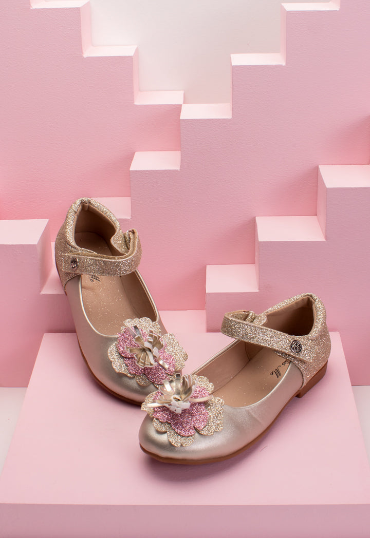 Shimmer Floral Flat Shoes