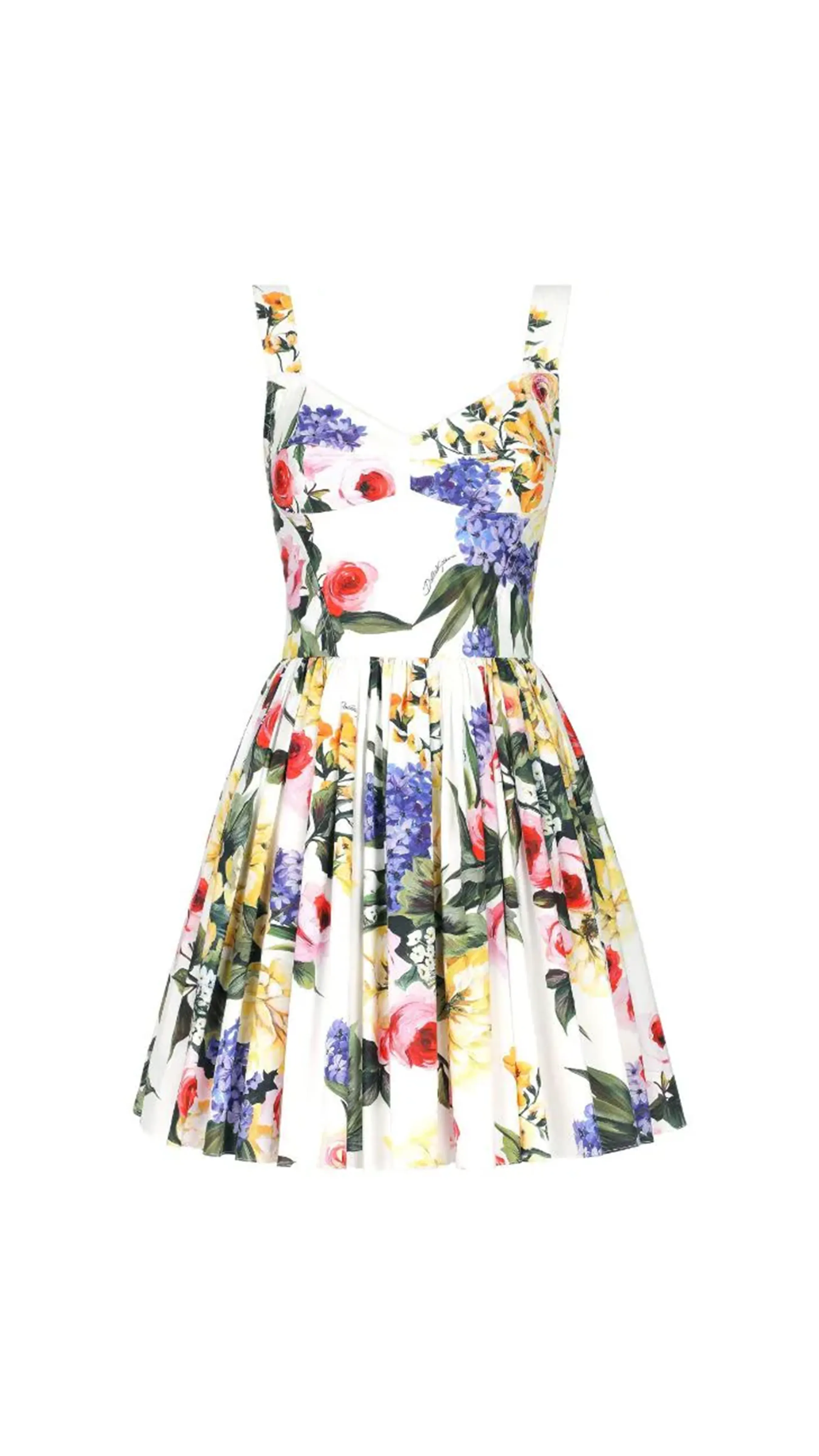 Short Cotton Corset Dress With Garden Print - Multicolour