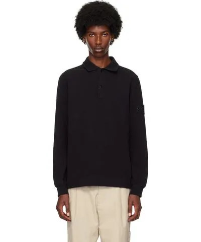 Stone Island Black Logo Patch Polo