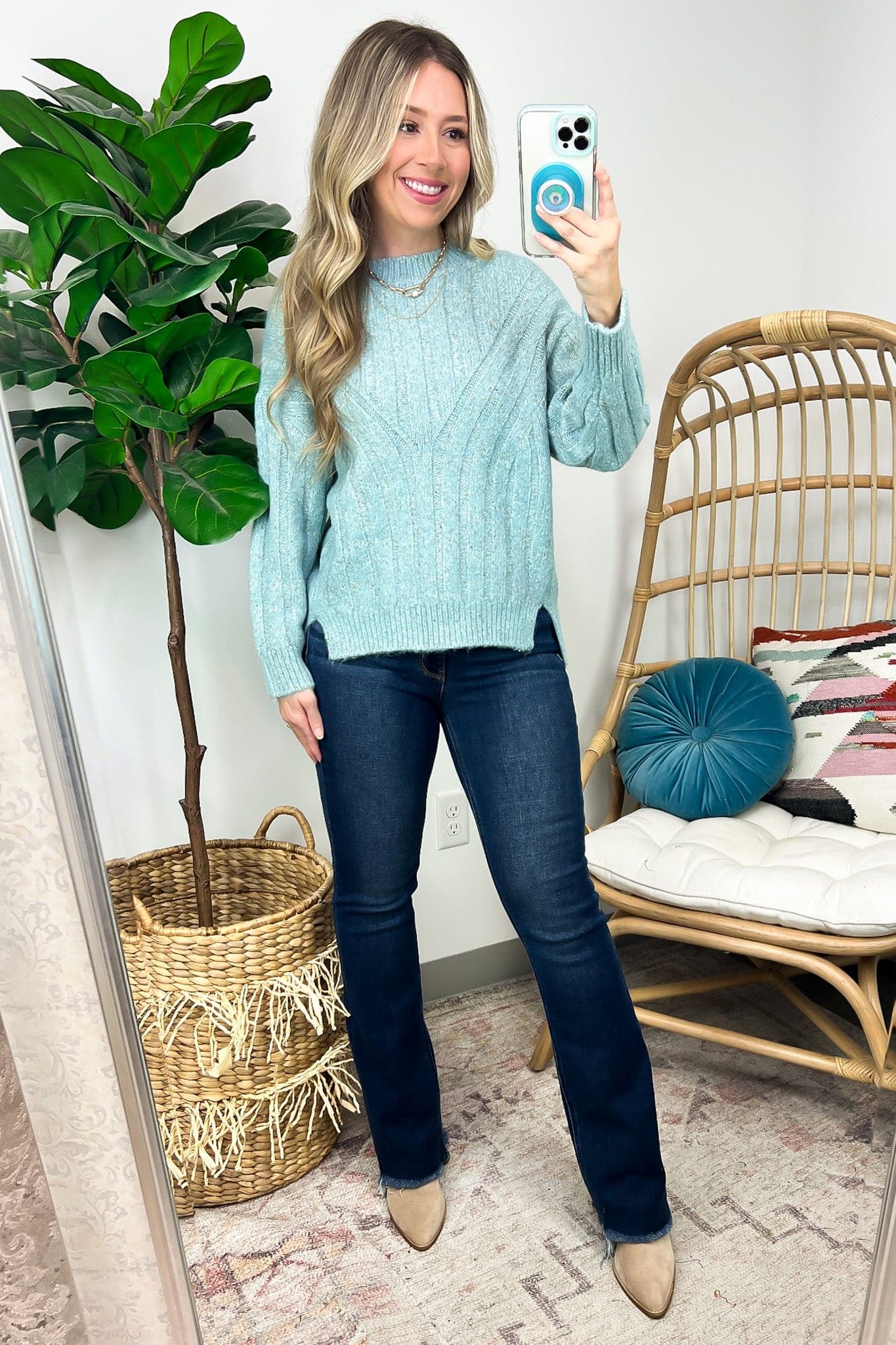 Style Skills Long Sleeve Side Slit Sweater - FINAL SALE