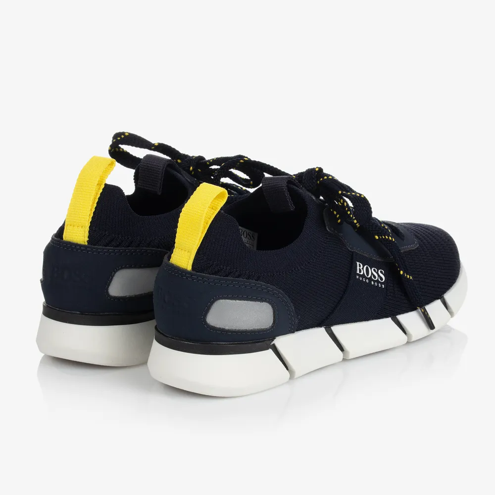 Teen Navy Blue Logo Sneakers