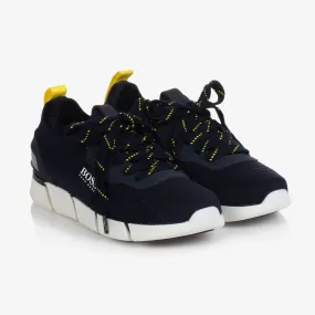 Teen Navy Blue Logo Sneakers