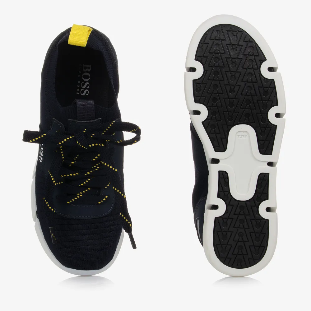 Teen Navy Blue Logo Sneakers