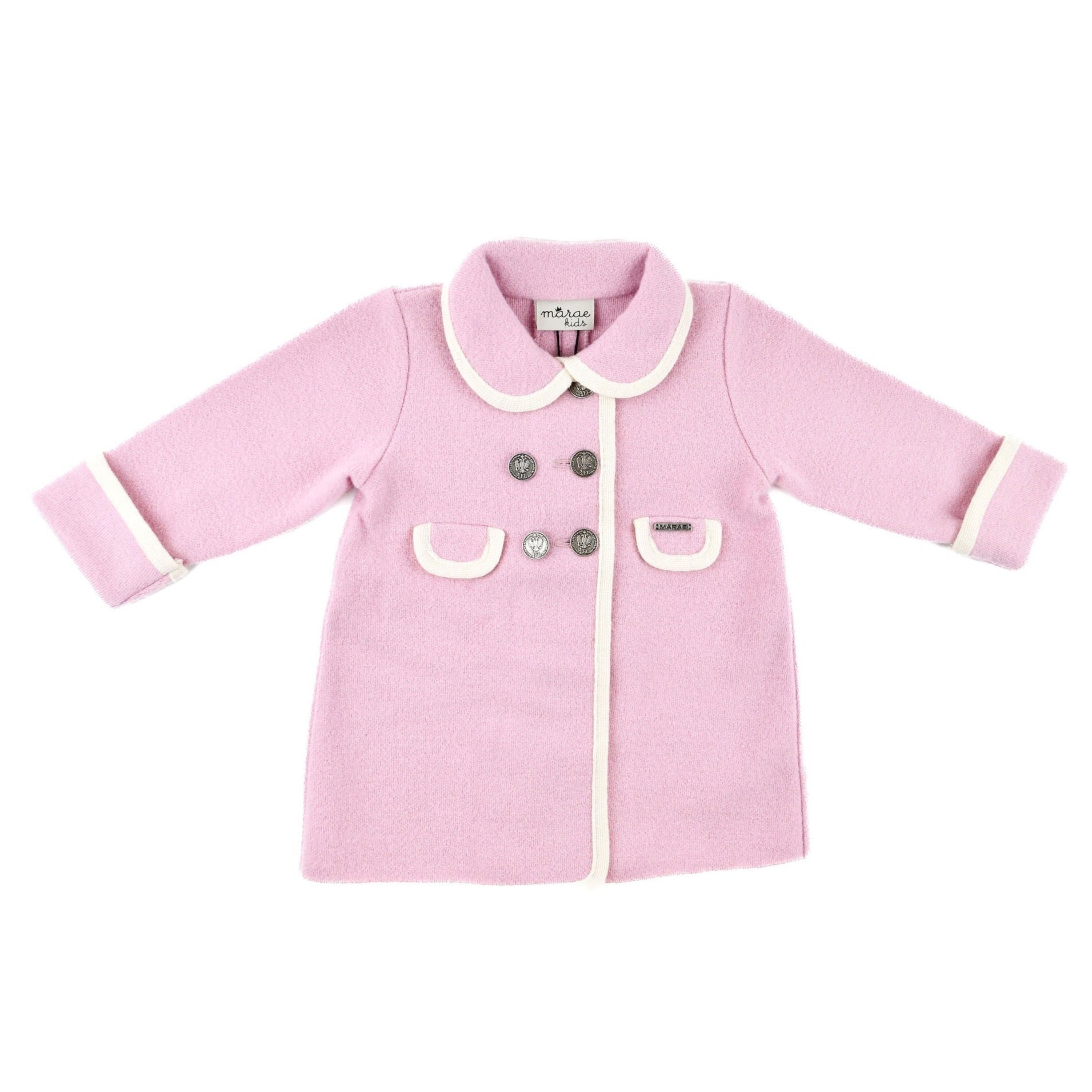 The Princess Charlotte Coat - Pink with White Trim