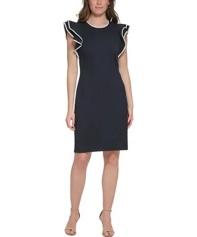 Tommy Hilfiger Womens Quilted Jacquard Wear To Work Dress