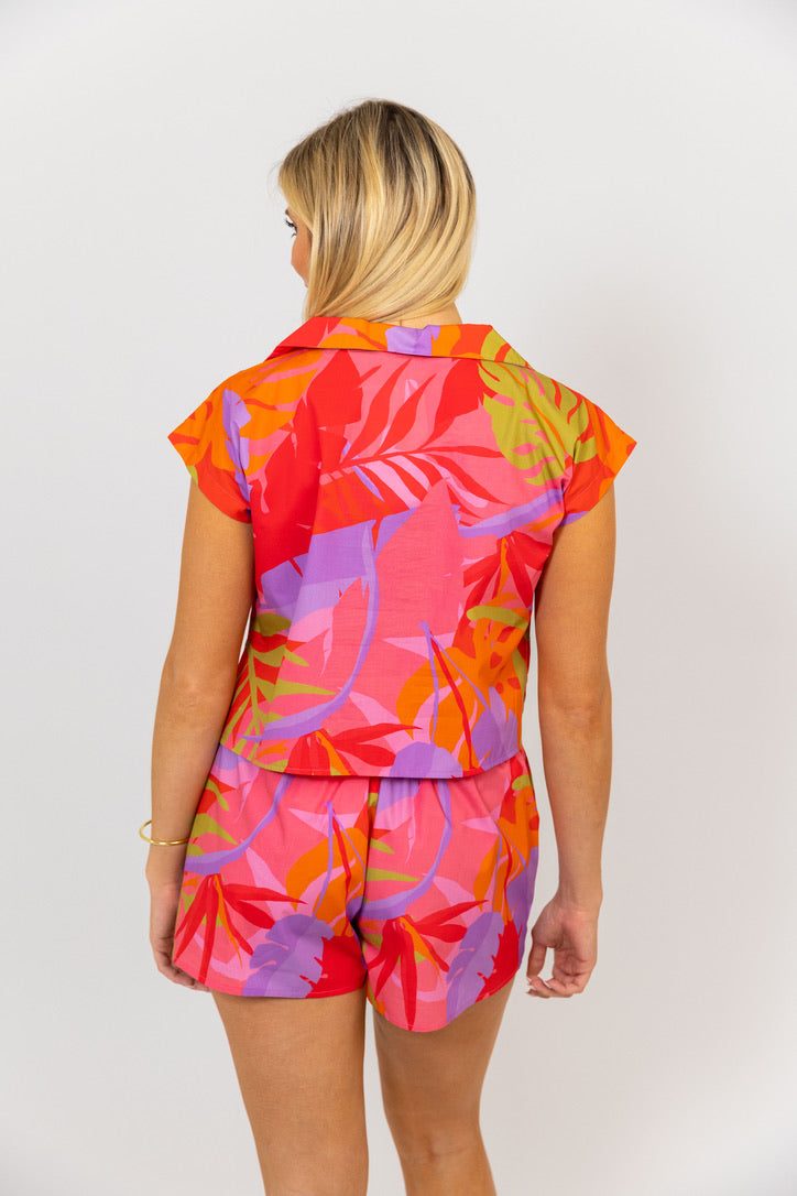 Tropical Palm Vneck Top