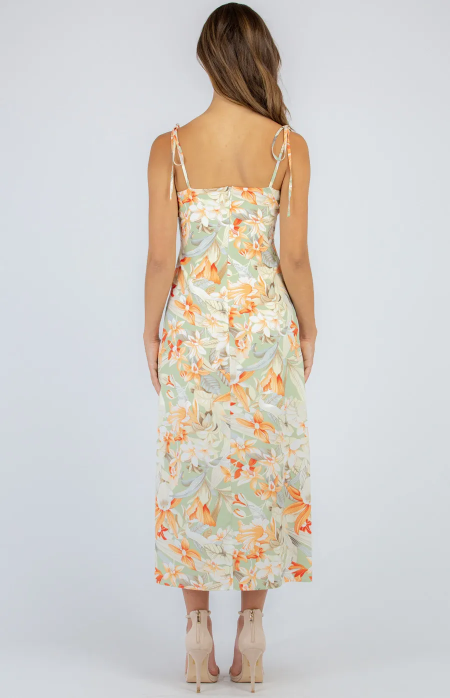 Tropical Print Drawstring Front Dress (SDR940A) 