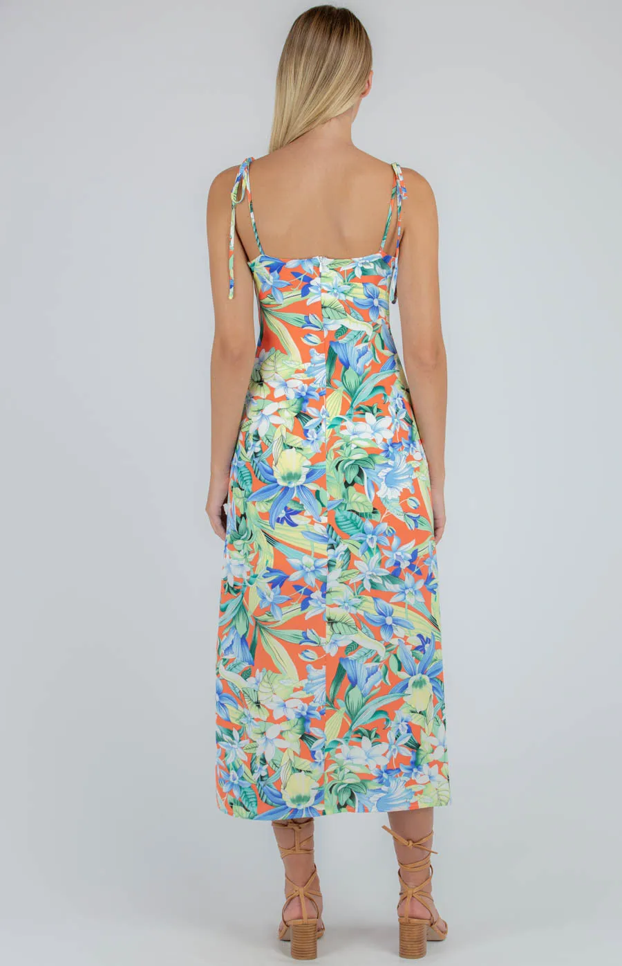 Tropical Print Drawstring Front Dress (SDR940A) 