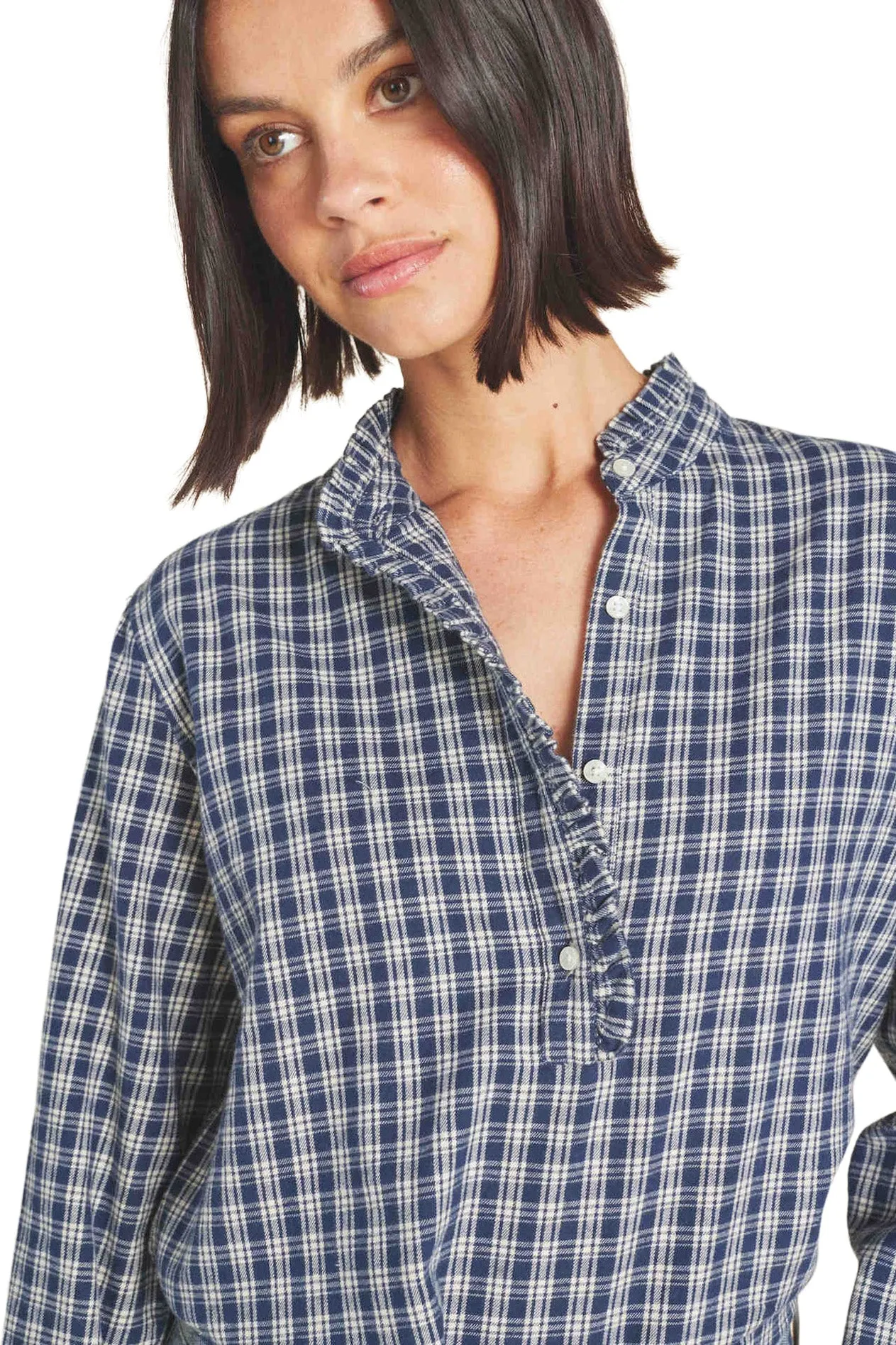 Trovata Birds Of Paradis Breezy Blouse in Armada Plaid