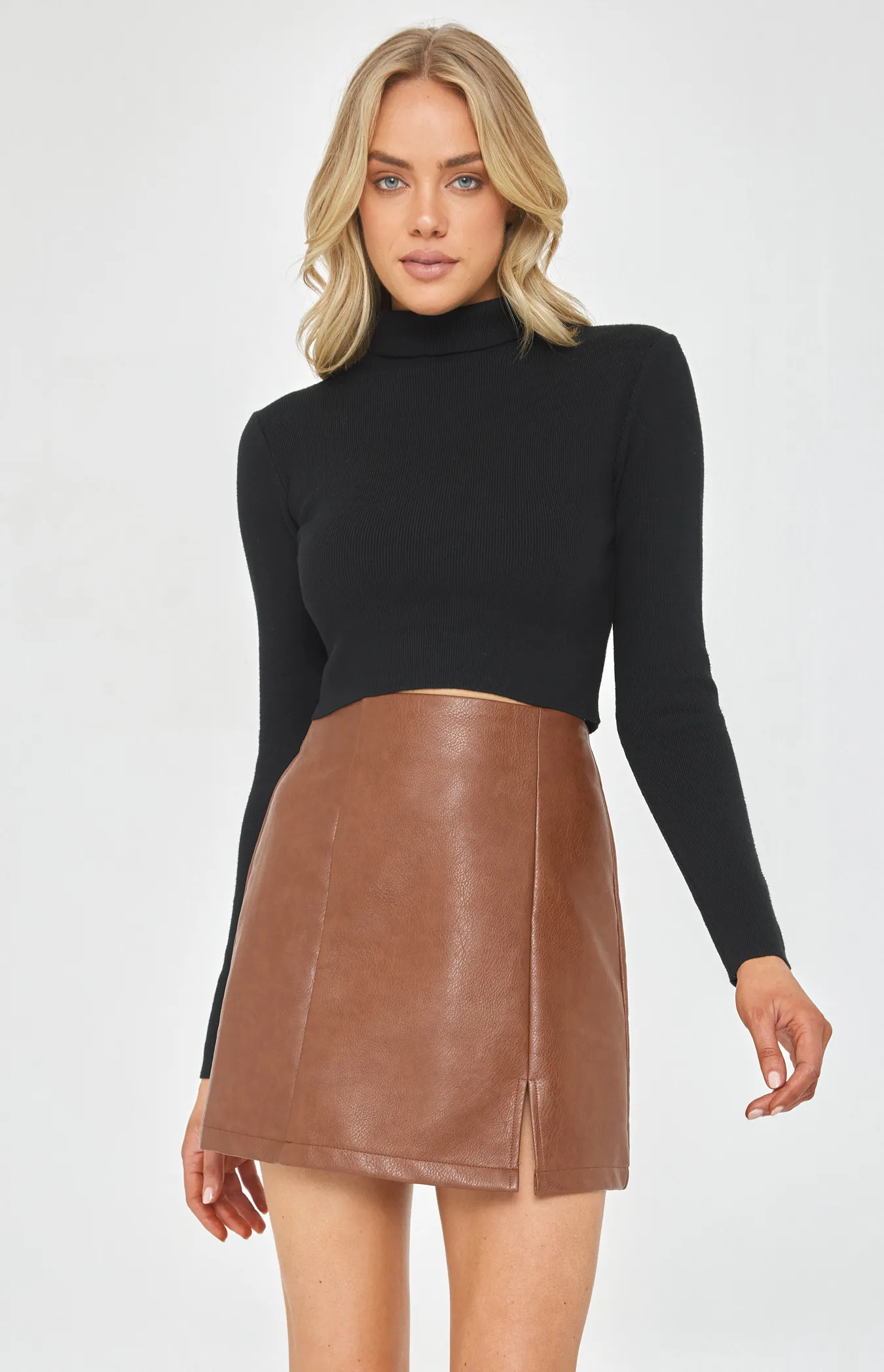 Turtleneck Fitted Knit Crop (SKN341)