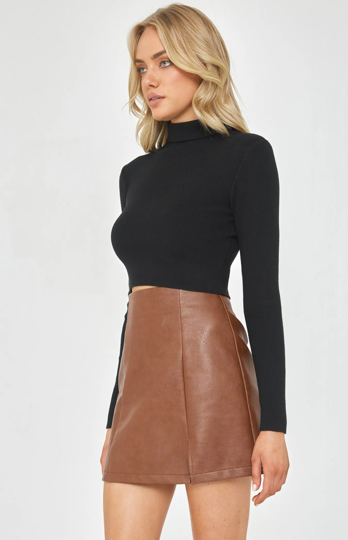 Turtleneck Fitted Knit Crop (SKN341)