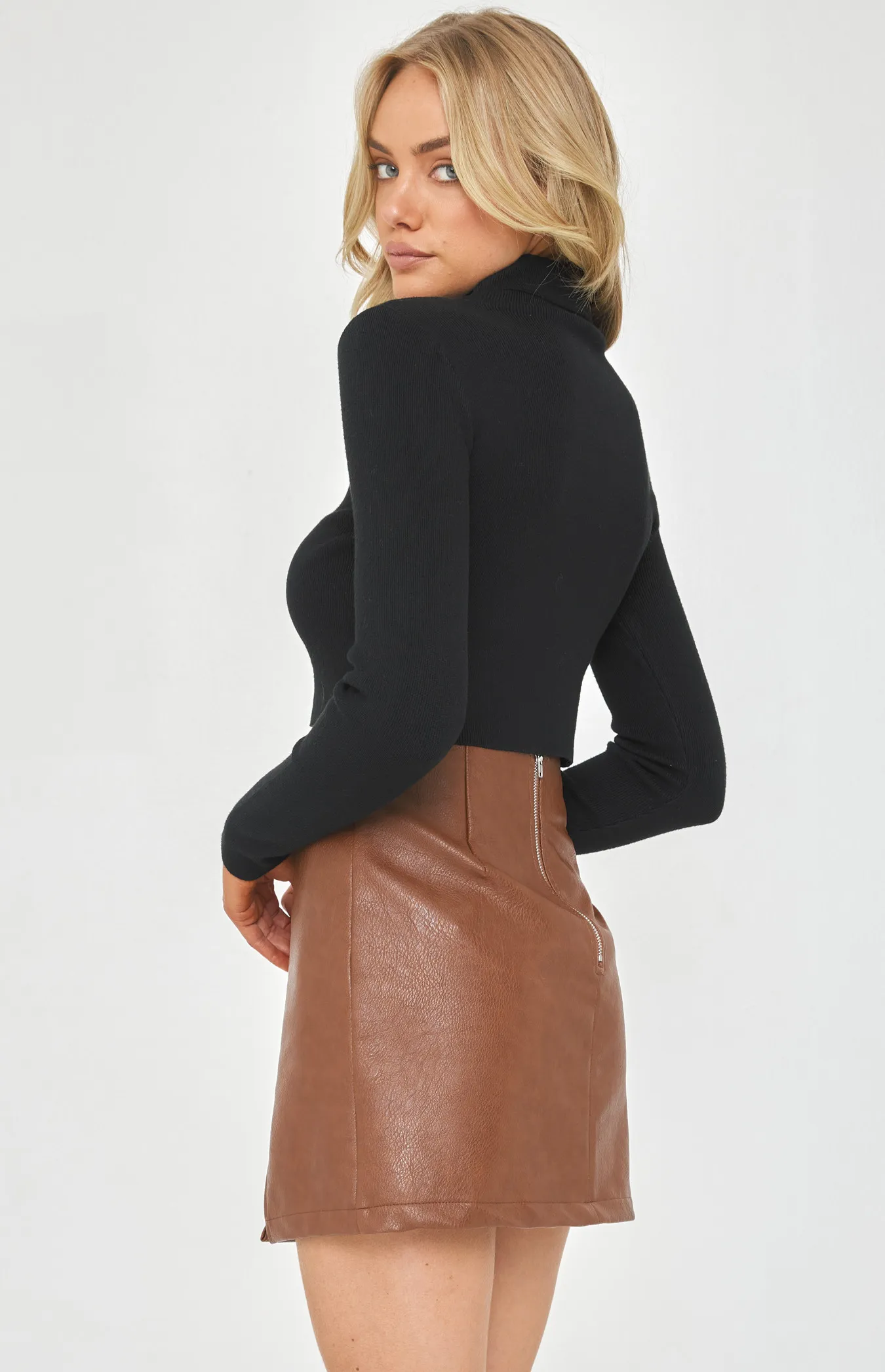 Turtleneck Fitted Knit Crop (SKN341)