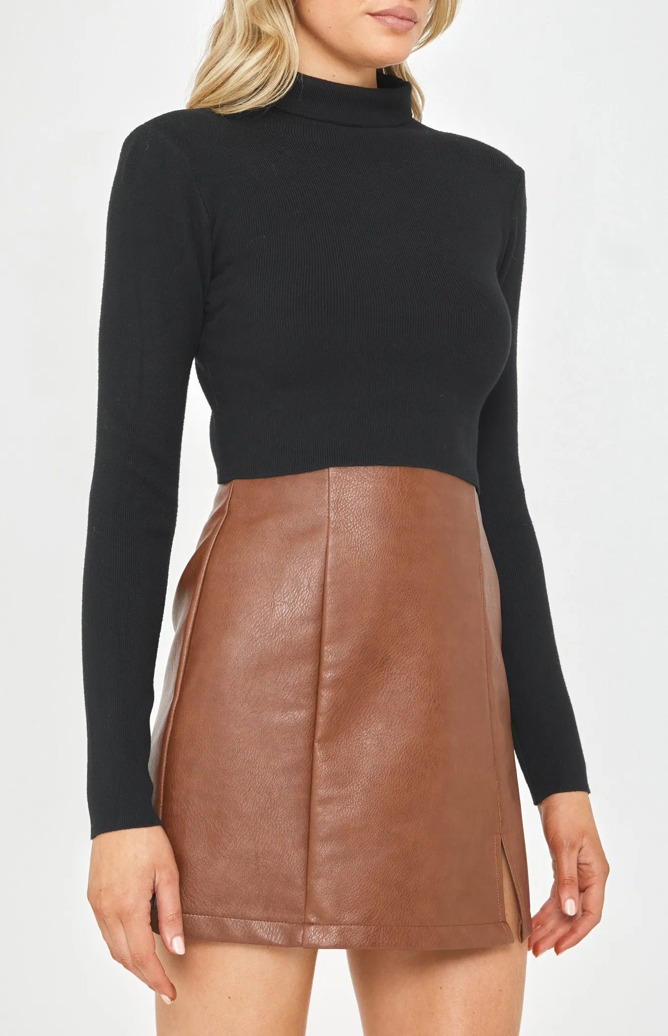 Turtleneck Fitted Knit Crop (SKN341)