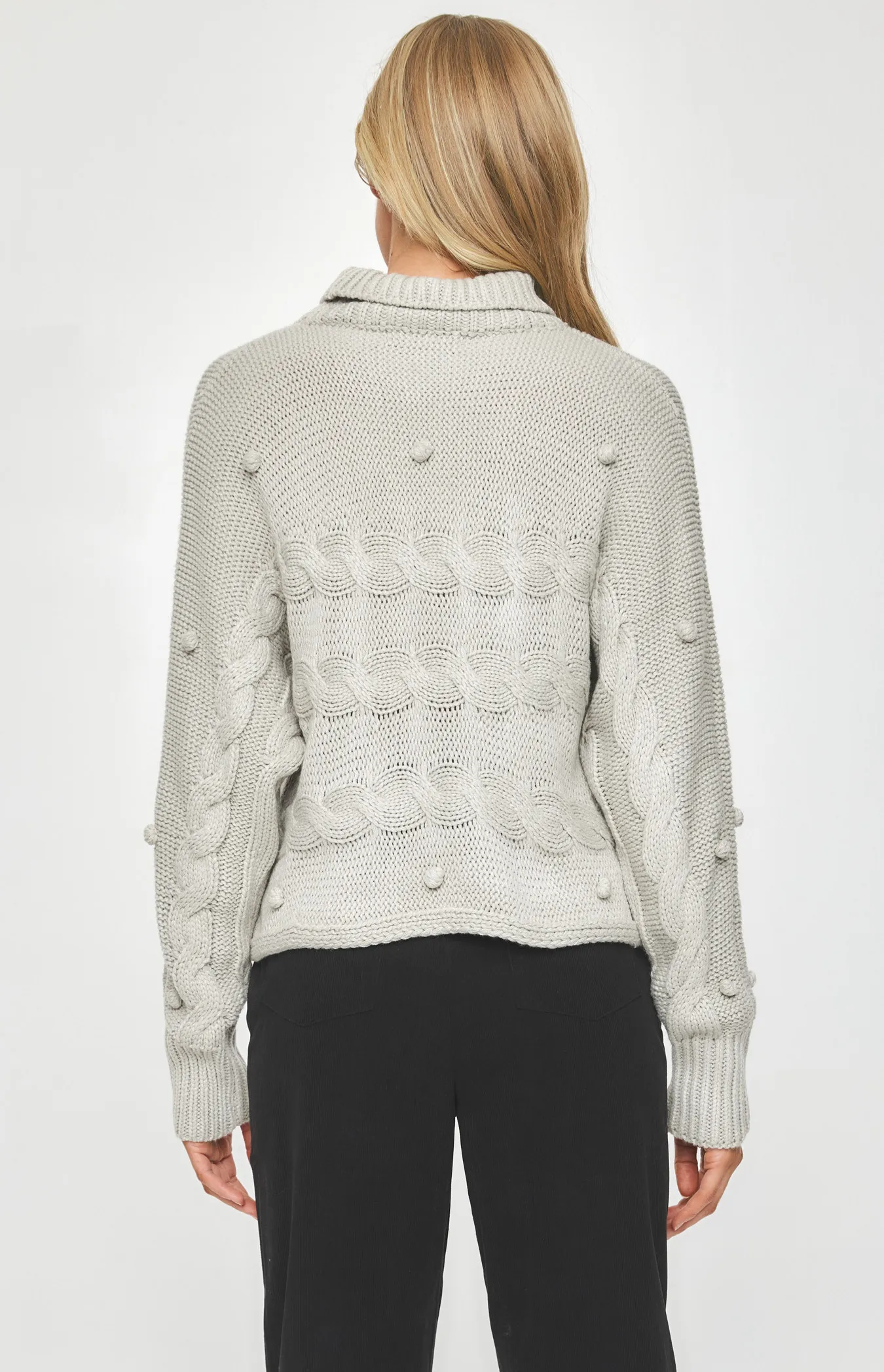 Turtleneck Knit with Pom Pom and Plaited Details (SKN533)