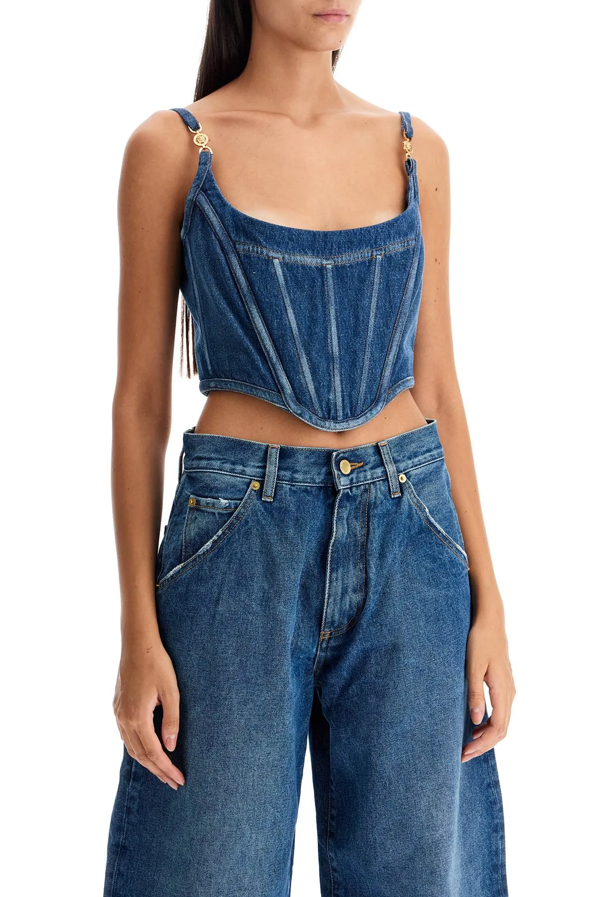 Versace Denim Top Corset With   Blue