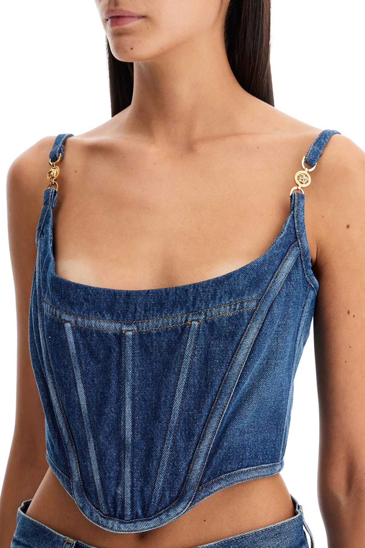 Versace Denim Top Corset With   Blue