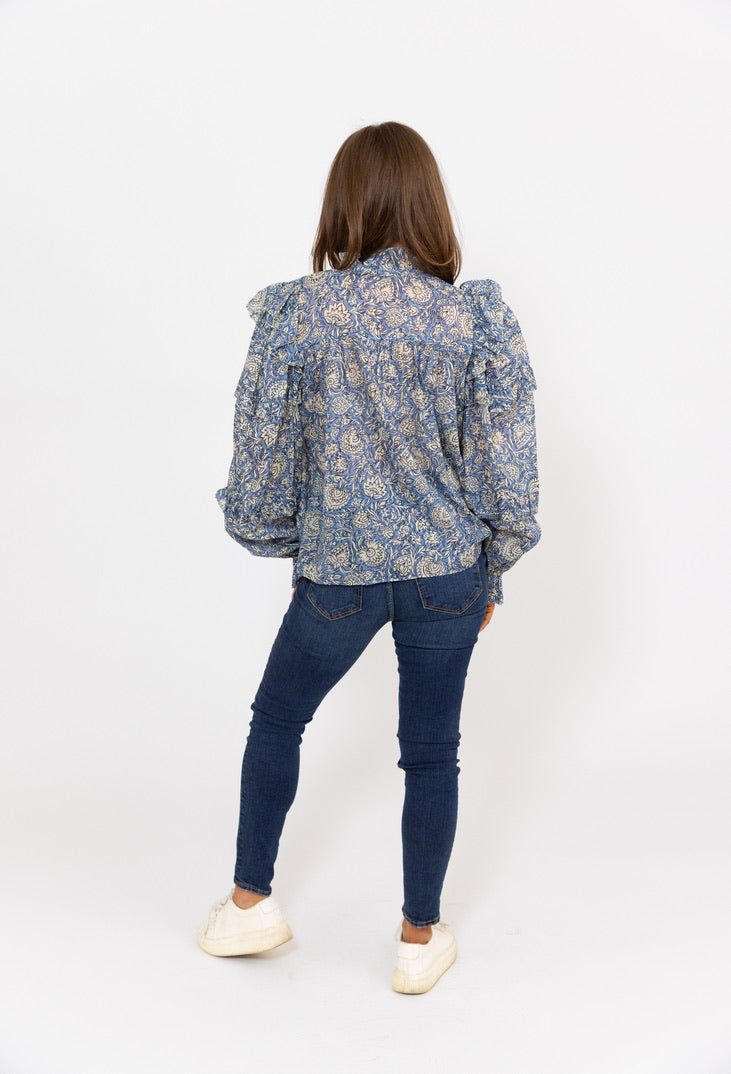 Vintage Floral Ruffle Top