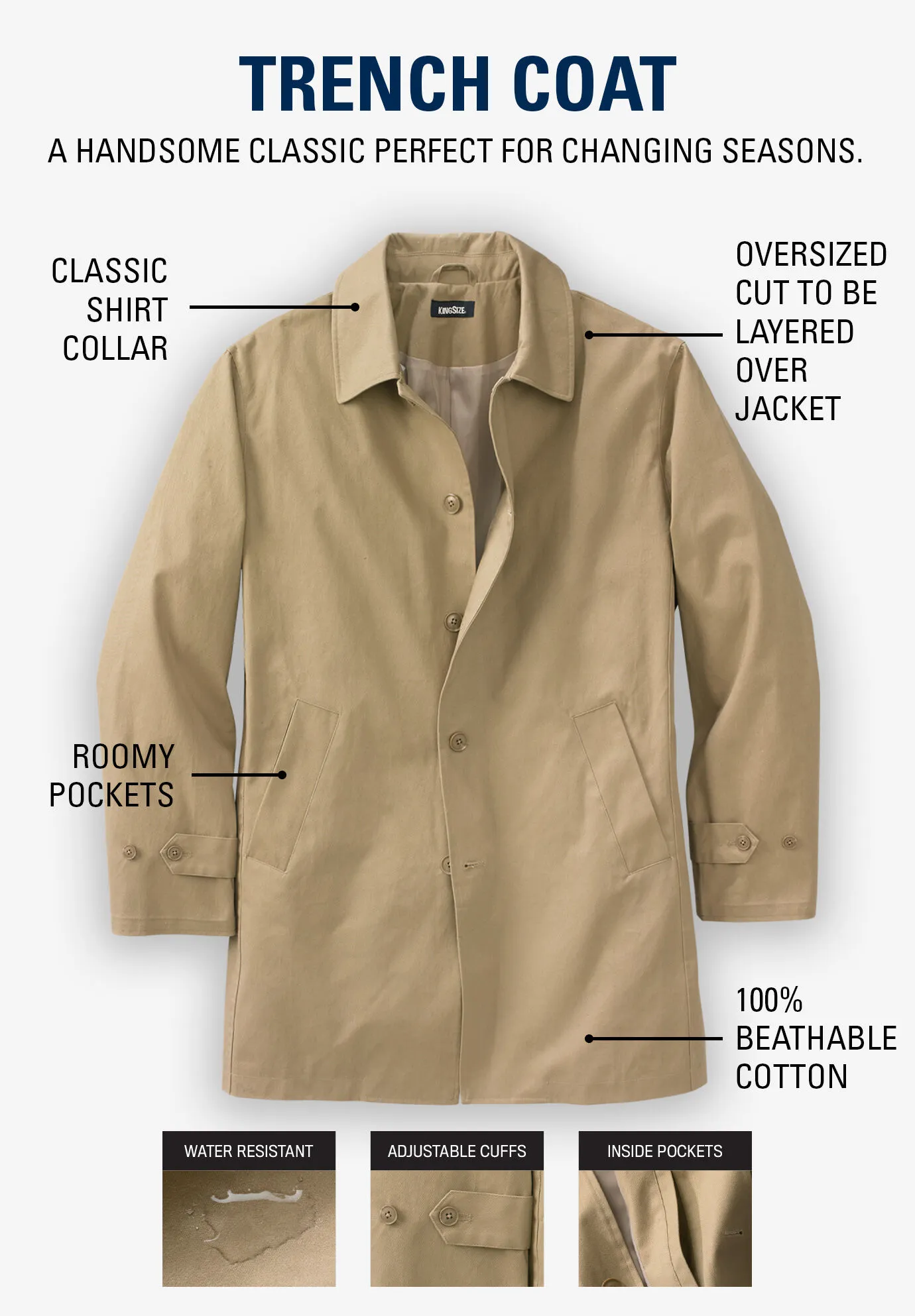 Water-Resistant Trench Coat