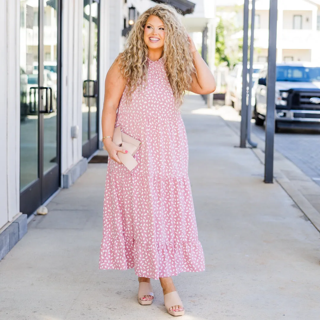 Weekend Wardrobe Maxi Dress, Mauve Dalmatian