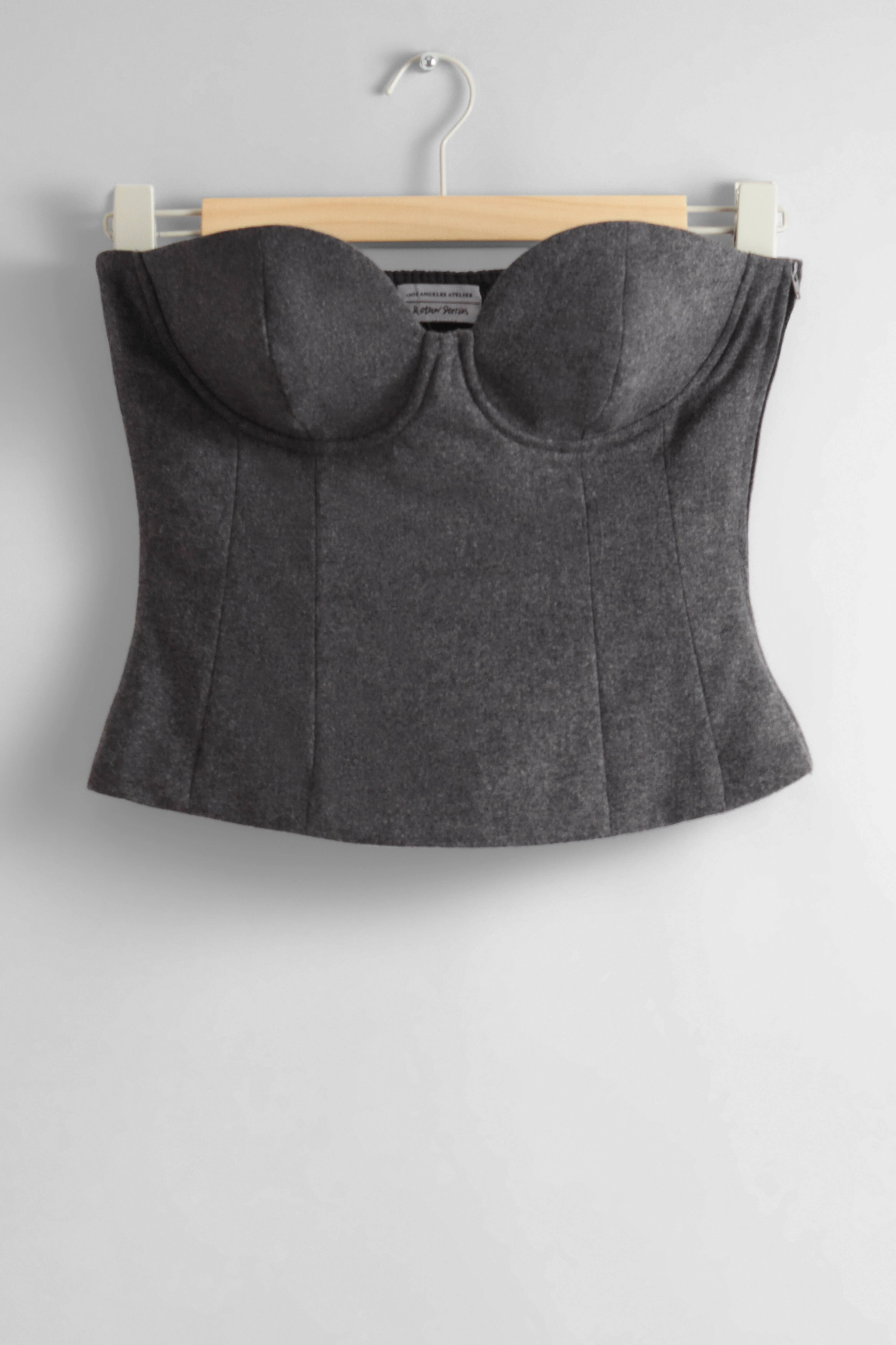 Wool Corset Top - Sweetheart neckline - Sleeveless - Grey - Ladies | H&M GB