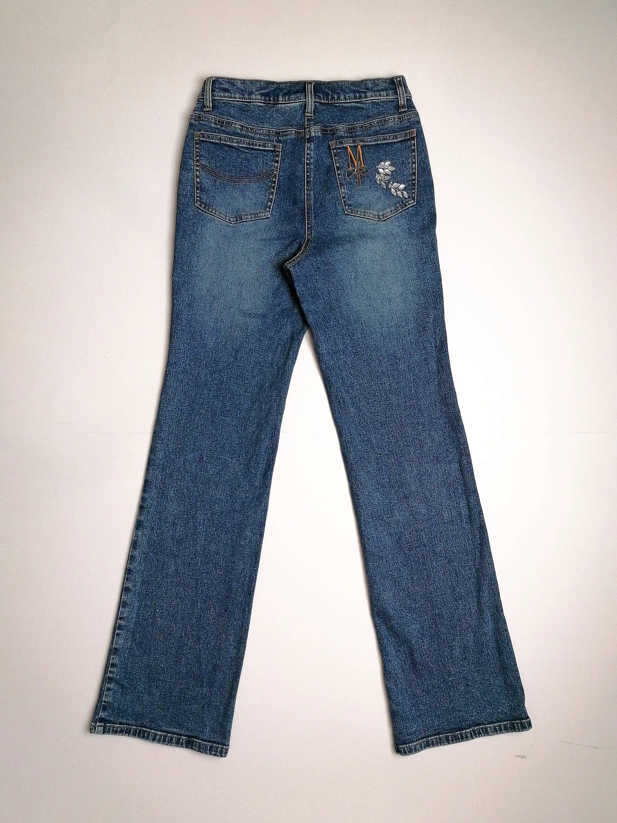 Y2K MADELEINE Embroidery Jeans - size M - 36/UK 10